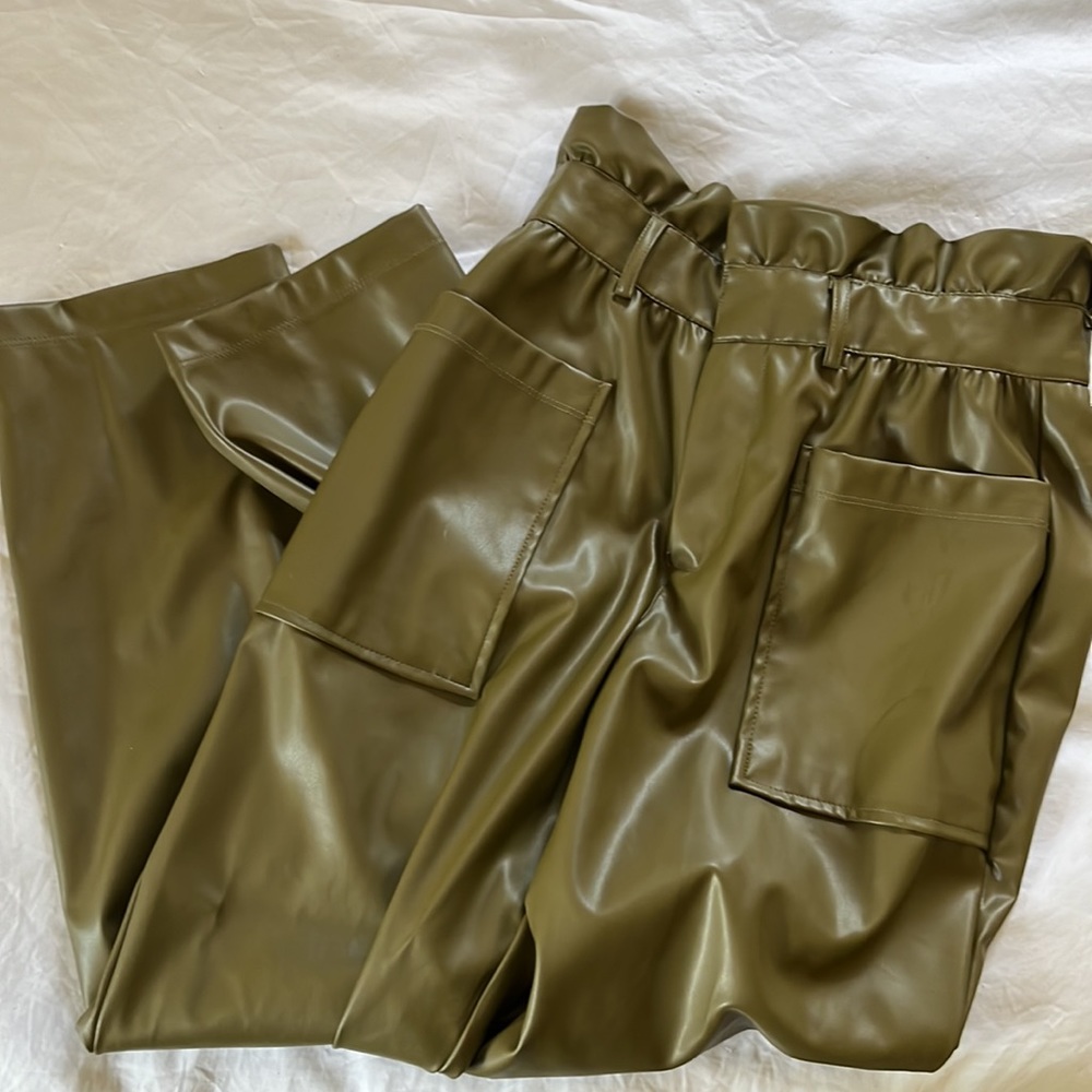 Faux leather high waisted pants